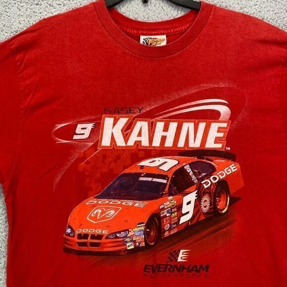 Kahne Budweiser‎ T-Shirt Adult XL Red Kasey Double Sided Tee Mens Winners Circle - Picture 1 of 8